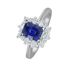 Halo Diamond Emerald Ceylon Zaffiro Anello di fidanzamento 8.20 carati