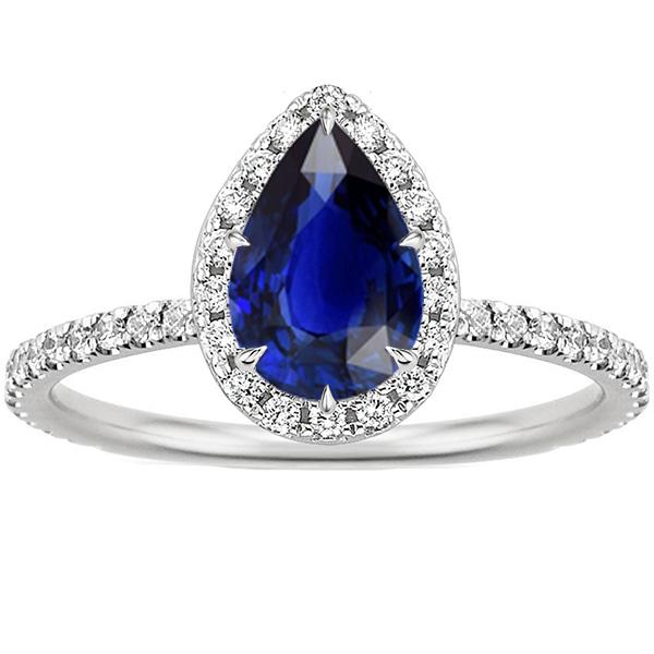 Halo Diamond Ring Stile Teardrop Zaffiro Blu Con Accenti 5.50 Carati - harrychadent.it