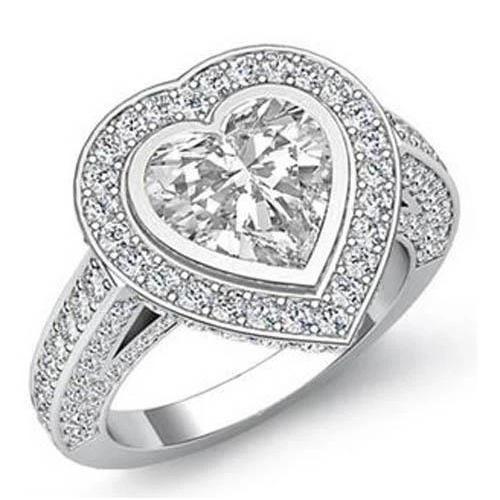 Halo Diamond Wedding Ring Lady Fine 6.35 Carati Jewelry - harrychadent.it