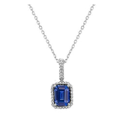 Halo Emerald Gemstone & Round Diamond Collana pendente 1,25 carati