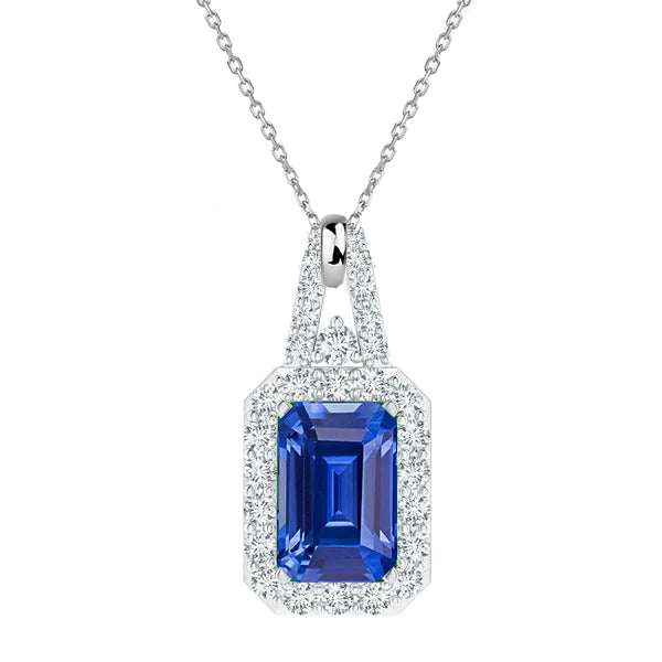 Halo Emerald Sapphire & Diamond Pendant Gold Gioielli da donna 2,75 carati - harrychadent.it