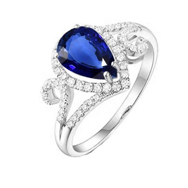 Halo Gemstone Blue Sapphire Ring & Diamonds 3.50 Carati Gioielli da donna - harrychadent.it