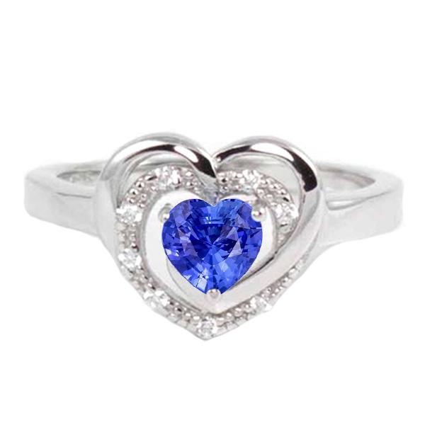 Halo Gemstone Heart Ring Blue Sapphire Jewelry 1,50 carati in oro bianco 14 carati - harrychadent.it
