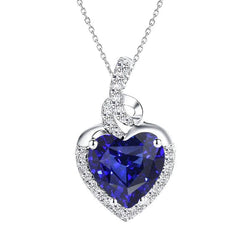 Halo Heart Blue Sapphire & Diamond Pendant Gioielli in oro 3,25 carati