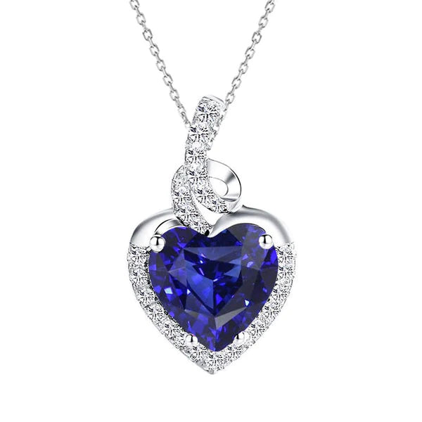 Halo Heart Blue Sapphire & Diamond Pendant Gioielli in oro 3,25 carati - harrychadent.it