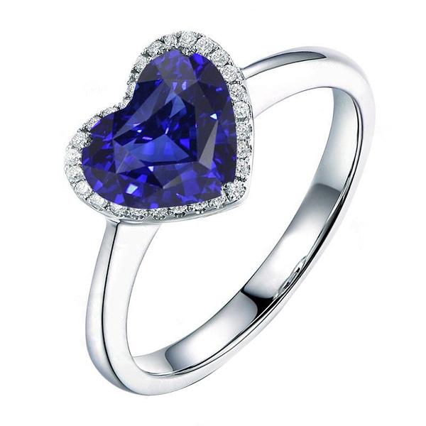 Halo Heart Ceylon Zaffiro Fede nuziale 3.50 carati gioielli in oro - harrychadent.it