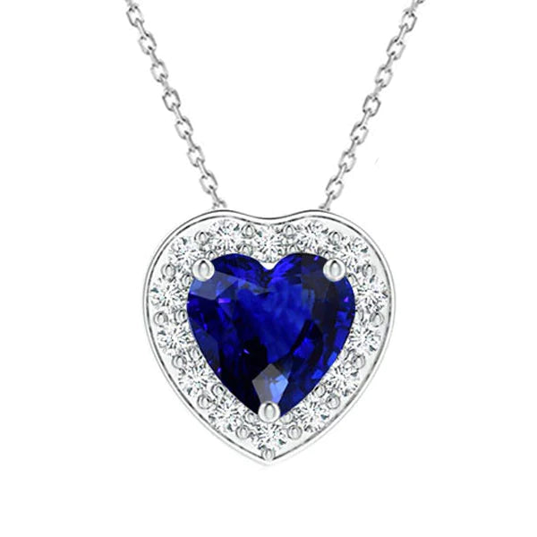 Halo Heart Ceylon zaffiro e diamante pendente griffe set 5,50 carati - harrychadent.it