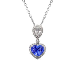 Halo Heart Gemstone Pendant Round & Pearl Diamond Jewelry 3 carati