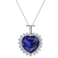 Halo Heart Sapphire & Diamond Letter Pendant Star Style 4,25 carati