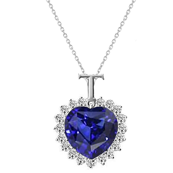 Halo Heart Sapphire & Diamond Letter Pendant Star Style 4,25 carati - harrychadent.it