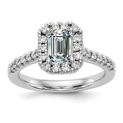 Halo Il giro & Emerald Diamante Ring Fishtail Set Gioielli da 4,50 carati