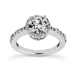 Halo Il giro Old Mine Cut Anello di fidanzamento con diamante 4,25 carati in oro