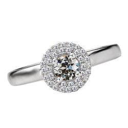 Halo Il giro Old Mine Cut Diamante Ring 14K gioielli in oro 3 carati