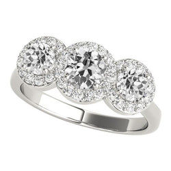 Halo Il giro Old Mine Cut Diamante Ring 3 Stone Style 6 carati