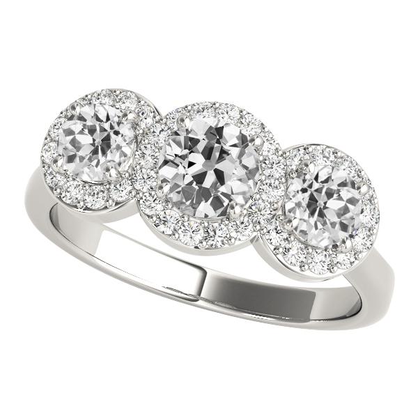 Halo Il giro Old Mine Cut Diamante Ring 3 Stone Style 6 carati - harrychadent.it