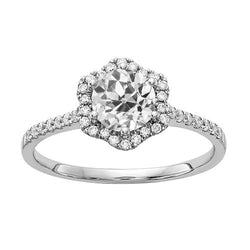 Halo Il giro Old Mine Cut Diamante Ring Gold Flower Style 3 carati