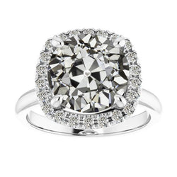Halo Il giro Old Mine Cut Diamante Ring Prong Set oro 14 carati 9 carati