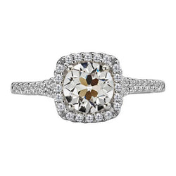 Halo Il giro Old Mine Cut Diamante Ring con accenti Oro 4,50 carati