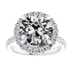 Halo Il giro Old Mine Cut Diamante Ring con gioielli accenti 11 carati