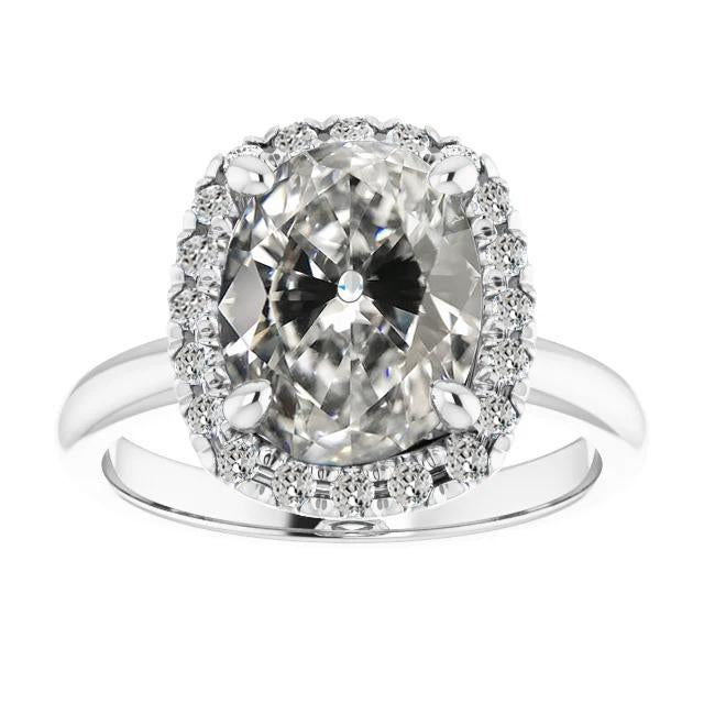 Halo Il giro & Oval Old Mine Cut Diamante Ring Prong Set 7 carati - harrychadent.it