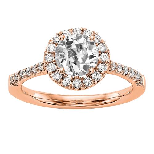 Halo Il giro vecchio minatore Diamante Ring 3,25 carati con gambo affusolato in oro rosa - harrychadent.it