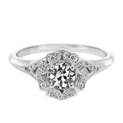 Halo Il giro vecchio minatore Diamante Wedding Ring Flower Style 2,50 carati