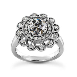 Halo Il giro vecchio minatore Diamante Wedding Ring Flower Style 4,75 carati