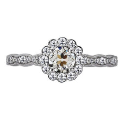 Halo Il giro vecchio taglio Diamante Ring Flower Style 4,50 carati
