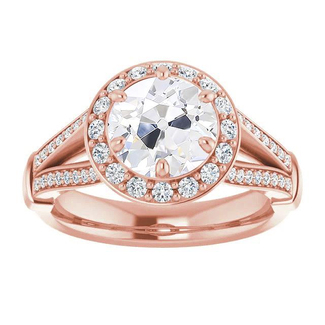 Halo Old Mine Cut Diamante Ring Gambo diviso in oro rosa 6,75 carati - harrychadent.it