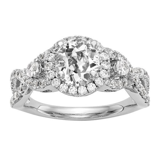 Halo Old Mine Cut Diamante Ring Gioielleria con gambo intrecciato 5,50 carati - harrychadent.it