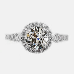 Halo Old Mine Cut Diamante Ring con accenti 2,75 carati stile vintage