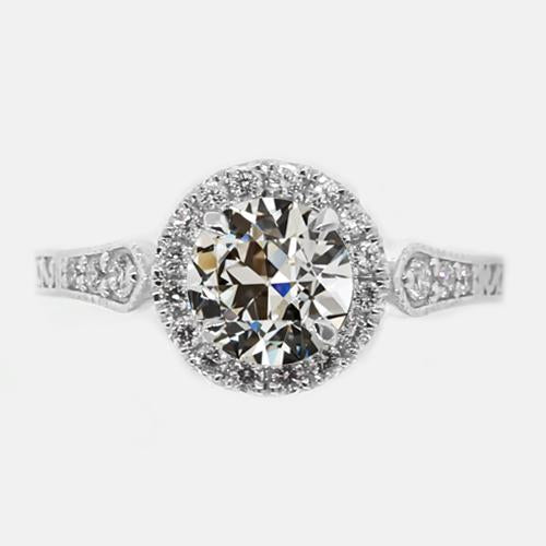 Halo Old Mine Cut Diamante Ring con accenti 2,75 carati stile vintage - harrychadent.it