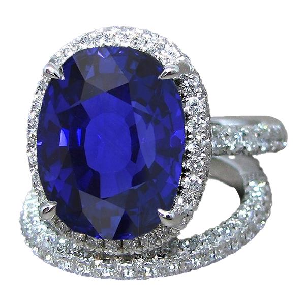 Halo Oval Ceylon Sapphire Fede nuziale Set 7 carati con fascia di diamanti - harrychadent.it