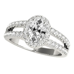 Halo Oval Old Mine Cut Diamante Ring Gioielli con gambo diviso 5,25 carati