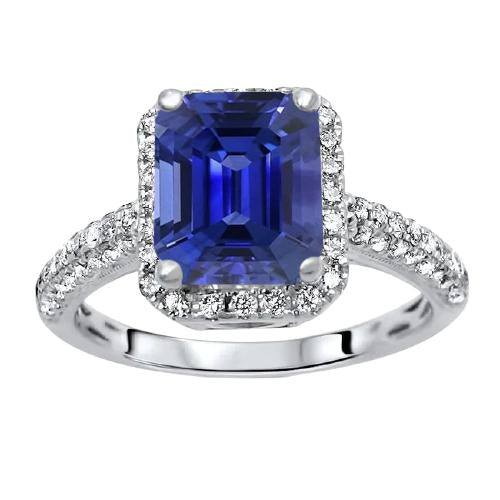 Halo Sapphire Anello Di Fidanzamento Doppia Fila Pave Di Diamanti 4 Carati - harrychadent.it