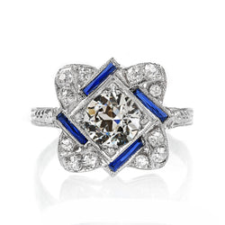 Halo Sapphire Ring Art Déco Gioielli New Old Miner Diamond Gold Jewelry