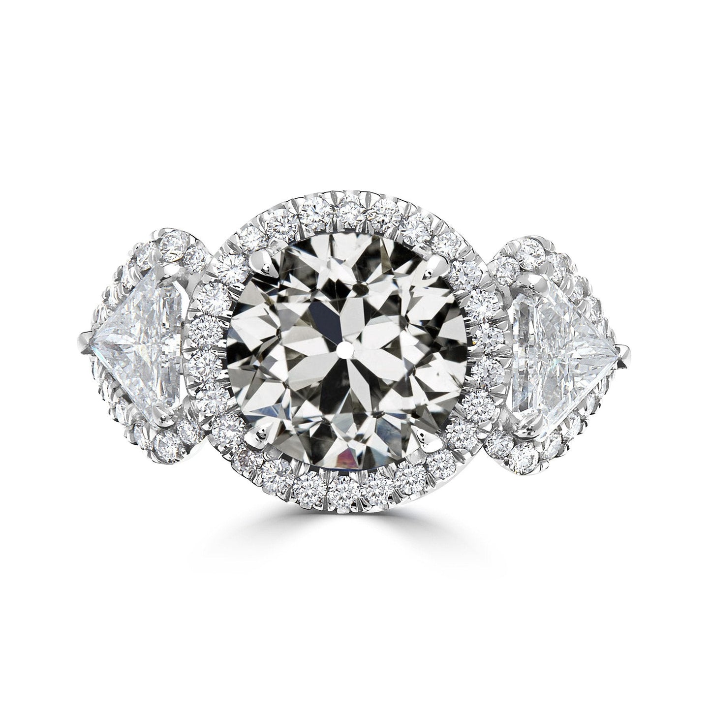 Halo Trilioni e anello rotondo con diamanti a taglio antico 8,50 carati - harrychadent.it