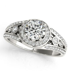 Halo anello di fidanzamento con diamante brillante rotondo 1.75 carati WG 14K