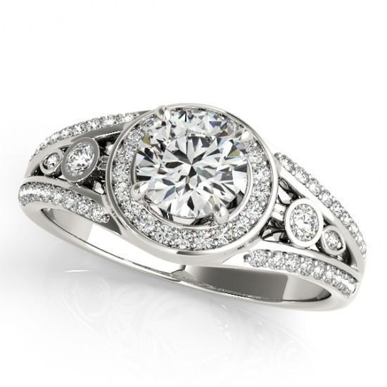 Halo anello di fidanzamento con diamante brillante rotondo 1.75 carati WG 14K - harrychadent.it