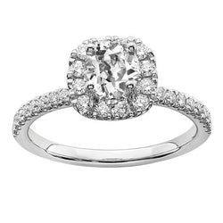 Halo anello di fidanzamento rotondo vecchio minatore diamante con accenti 4,50 carati
