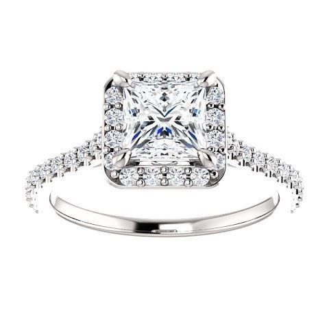 Halo anello di nozze accenti 1,50 carati Princess Diamond Solitaire con 14 carati di oro bianco - harrychadent.it
