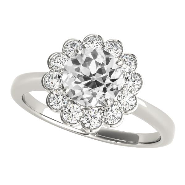 Halo anello rotondo vecchio miniera taglio diamante fiore stile gioielli 4 carati - harrychadent.it
