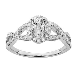 Halo ovale anello di fidanzamento con diamante taglio antico stile infinito 5 carati