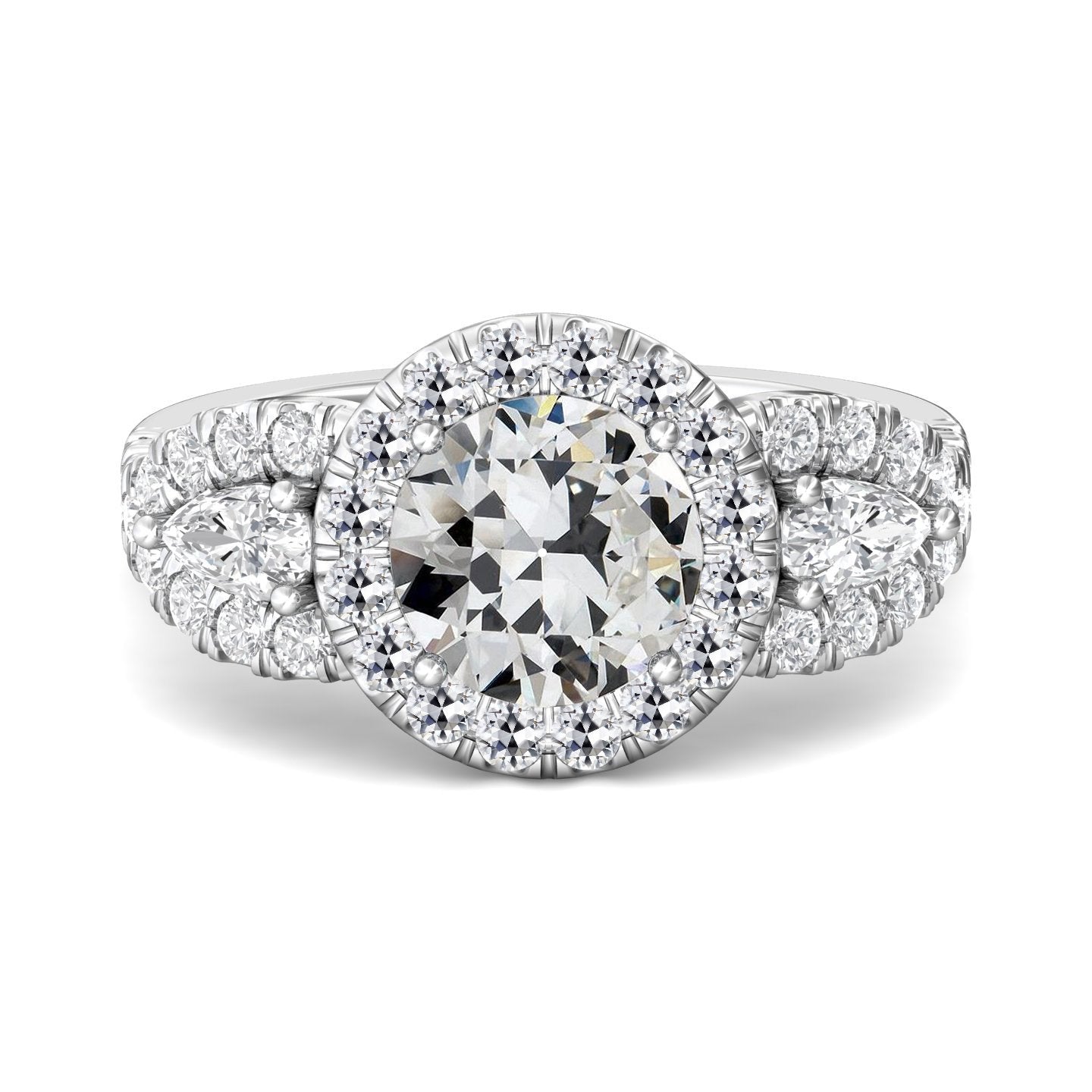 Halo pera e anello di fidanzamento con diamante a taglio antico rotondo 7 carati in oro 14k - harrychadent.it