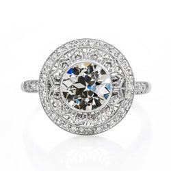 Halo vecchio minatore Diamante Ring Bezel Milgrain Antique Style 3,25 carati