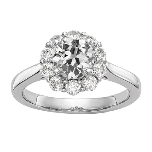 Halo vecchio minatore Diamante Ring Flower Style Oro bianco 2,75 carati - harrychadent.it