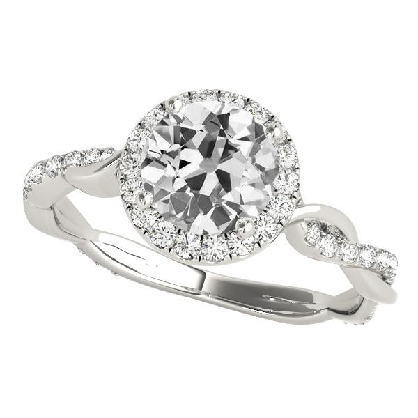 Halo vecchio minatore Diamante Ring Twisted Style Jewelry 5 carati in oro bianco - harrychadent.it