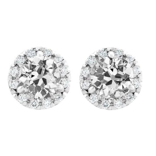 Halo vecchio minatore Diamante Studs 8 carati griffe in oro bianco 14K - harrychadent.it