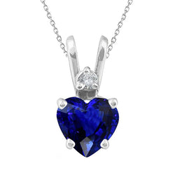 Heart Ceylon Sapphire & Diamond Lady's Pendant 2 Stones 3.50 Carats