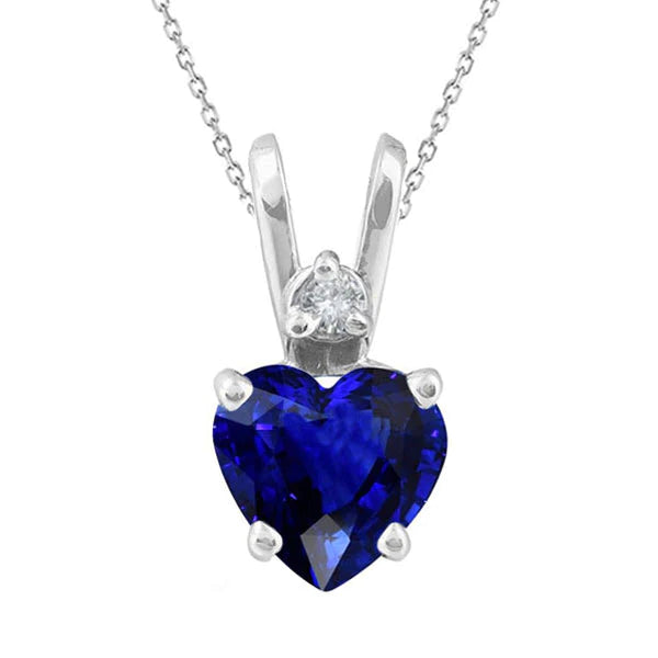 Heart Ceylon Sapphire & Diamond Lady's Pendant 2 Stones 3.50 Carats - harrychadent.it